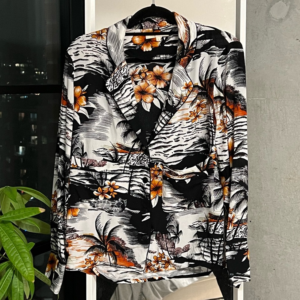 Maje Hawaiian Long Sleeve Top (Size 1 or S)